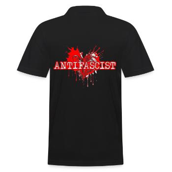 Antifaschist Herz - Männer Poloshirt - Schwarz - Hinten - Kai (181cm)