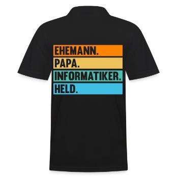 Papa Vater Informatik Programmierer Informatiker - Männer Poloshirt - Schwarz - Hinten - Kai (181cm)