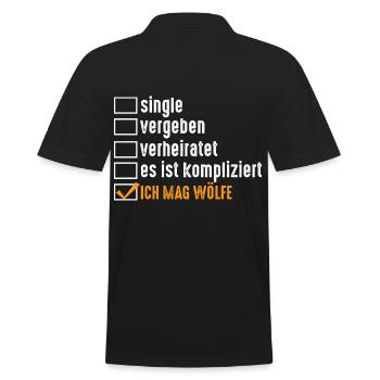 Tier Waldtier Wolf - Männer Poloshirt - Schwarz - Hinten - Kai (181cm)