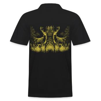 Hirsch Hirsche Wild Rotwild Rehbock - Männer Poloshirt - Schwarz - Hinten - Kai (181cm)