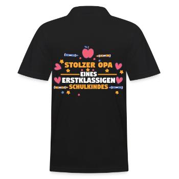 Schüler Opa Schulanfang Einschulung Schulkind - Männer Poloshirt - Schwarz - Hinten - Kai (181cm)