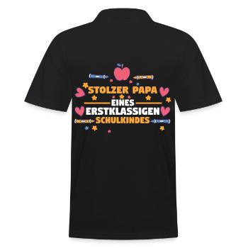 Schulkind Papa Schüler Schulanfang Vater Einschulu - Männer Poloshirt - Schwarz - Hinten - Kai (181cm)