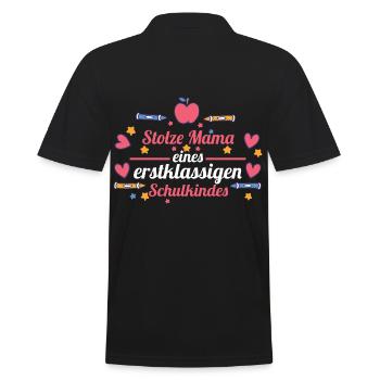 Schulkind Mama Schüler Mutter Schulanfang Einschul - Männer Poloshirt - Schwarz - Hinten - Kai (181cm)