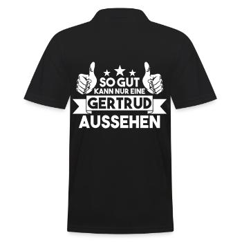 Gertrud - Männer Poloshirt - Schwarz - Hinten - Kai (181cm)