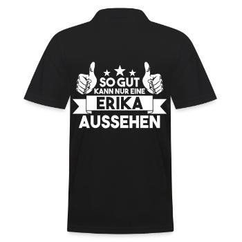 Vorname Erika - Männer Poloshirt - Schwarz - Hinten - Kai (181cm)