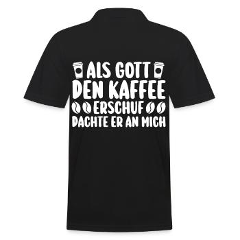 Als Gott Den Kaffee Erschuf Dachte Er An Mich - Männer Poloshirt - Schwarz - Hinten - Kai (181cm)