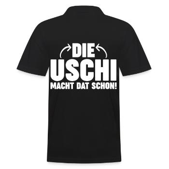 Die Uschi Macht Dat Schon - Männer Poloshirt - Schwarz - Hinten - Kai (181cm)