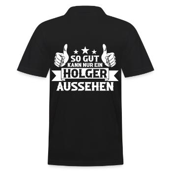 Holger - Männer Poloshirt - Schwarz - Hinten - Kai (181cm)