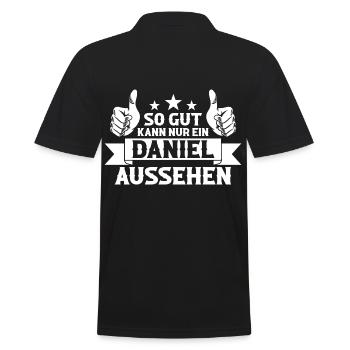 Daniel - Männer Poloshirt - Schwarz - Hinten - Kai (181cm)
