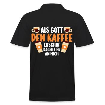 Als Gott Den Kaffee Erschuf Dachte Er An Mich - Männer Poloshirt - Schwarz - Hinten - Kai (181cm)