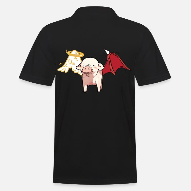 Céleste Satanique Cochon Ange Diable - Polo Homme - noir