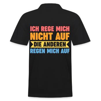 Ich Rege Mich Nicht Auf Die Anderen Regen Mich Auf - Männer Poloshirt - Schwarz - Hinten - Kai (181cm)