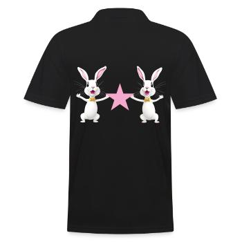 Deux lièvres gardent le rose étoilé - Polo Homme - noir - Dos - Kai (181cm)