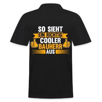 Bauherr - Männer Poloshirt - Schwarz - Hinten - Kai (181cm)