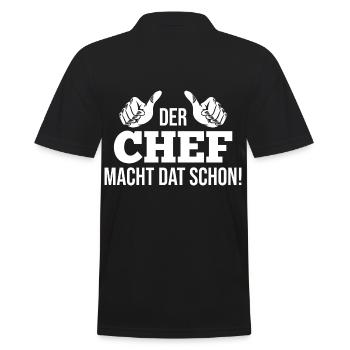 Arbeit Kollegen Büro Teamleiter Führungskraft Chef - Männer Poloshirt - Schwarz - Hinten - Kai (181cm)