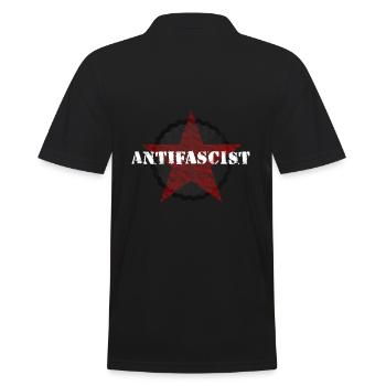 ANTIFASCIST FASCISM RACISM SEXISM - Männer Poloshirt - Schwarz - Hinten - Kai (181cm)