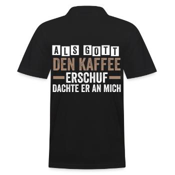 Als Gott Den Kaffee Erschuf Dachte Er An Mich - Männer Poloshirt - Schwarz - Hinten - Kai (181cm)