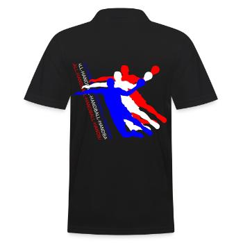 Handball Dreifach Silhouette - Männer Poloshirt - Schwarz - Hinten - Kai (181cm)