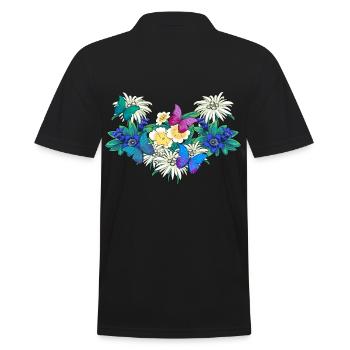 Early Spring Season Flowers Butterflies - Men's Polo Shirt - black - Back - Kai (181cm)
