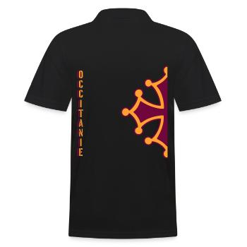 Zeichnung halbes Kreuz okzitanisch rot und gelb - Männer Poloshirt - Schwarz - Hinten - Kai (181cm)