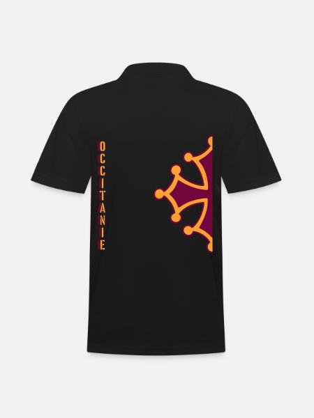 Dessin demi croix occitane rouge et jaune - Polo Homme - noir