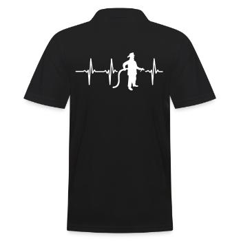 My heart beats for the fire brigade - Men's Polo Shirt - black - Back - Kai (181cm)