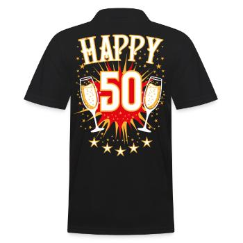 05 Happy 50 Glasses Stars - Polo Homme - noir - Dos - Kai (181cm)