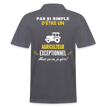 pas si simple un exceptionnel agriculteur citation - Polo Homme - charbon - Dos - Nico (186cm)