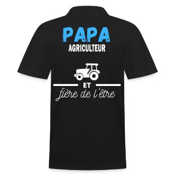 papa et fière de l être agriculteur citation - Polo Homme - noir - Dos - Kai (181cm)