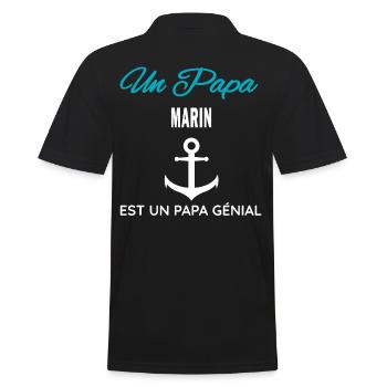 cadeau humour PAPA génial et Marin - Polo Homme - noir - Dos - Kai (181cm)