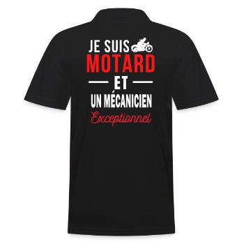 je suis MOTARD Exceptionnel et un MÉCANICIEN - Polo Homme - noir - Dos - Kai (181cm)