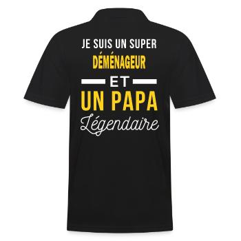 je suis un un papa Légendaire DÉMÉNAGEUR - Polo Homme - noir - Dos - Kai (181cm)