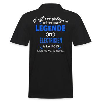 humour Légende et ELECTRICIEN cadeau - Polo Homme - noir - Dos - Kai (181cm)