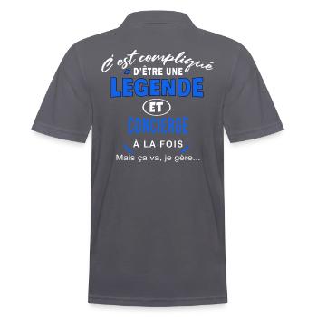 humour Légende et CONCIERGE cadeau - Polo Homme - charbon - Dos - Nico (186cm)