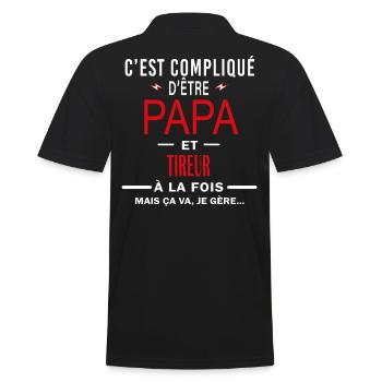 papa Et TIREUR cadeau citation - Polo Homme - noir - Dos - Kai (181cm)