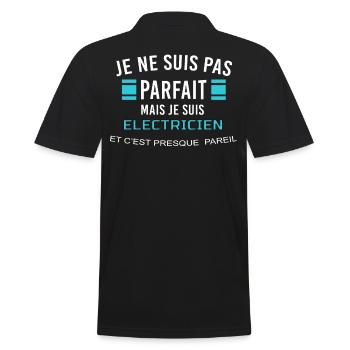je ne suis pas parfait ELECTRICIEN - Polo Homme - noir - Dos - Kai (181cm)