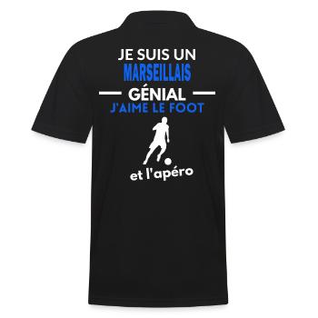 génial foot phrase drôle apéro MARSEILLAIS - Polo Homme - noir - Dos - Kai (181cm)