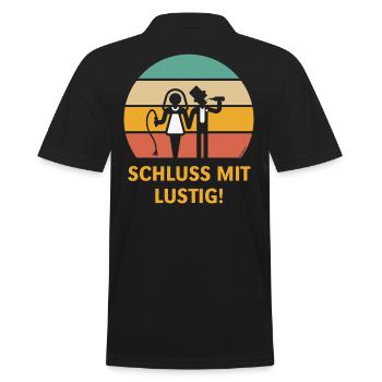 Schluss Mit Lustig! (JGA Peitsche Bier Sunset 5C) - Männer Poloshirt - Schwarz - Hinten - Kai (181cm)