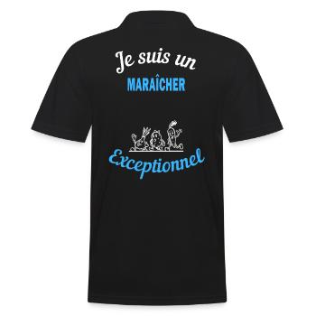Je suis un Exceptionnel MARAÎCHER - Polo Homme - noir - Dos - Kai (181cm)