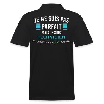 je ne suis pas parfait TECHNICIEN - Polo Homme - noir - Dos - Kai (181cm)