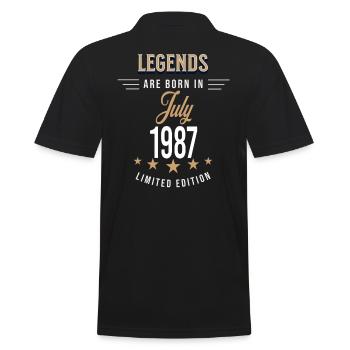 Legends are born in July 1987 - Men's Polo Shirt - black - Back - Kai (181cm)