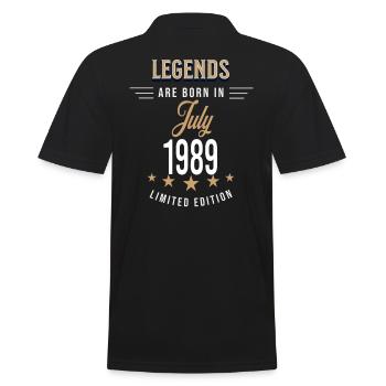 Legends werden im Juli 1989 geboren - Männer Poloshirt - Schwarz - Hinten - Kai (181cm)
