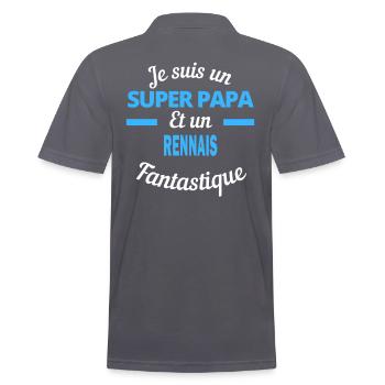 SUPER PAPA Fantastique RENNAIS - Polo Homme - charbon - Dos - Nico (186cm)