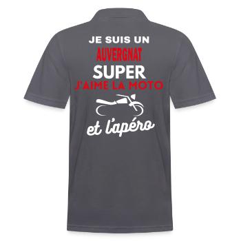 moto phrase drôle apéro AUVERGNAT citation - Polo Homme - charbon - Dos - Nico (186cm)