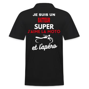 moto phrase drôle apéro BATTEUR citation - Polo Homme - noir - Dos - Kai (181cm)
