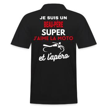 moto phrase drôle apéro BEAU-PÈRE citation - Polo Homme - noir - Dos - Kai (181cm)