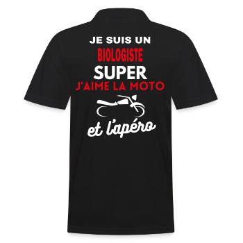 moto phrase drôle apéro BIOLOGISTE citation - Polo Homme - noir - Dos - Kai (181cm)