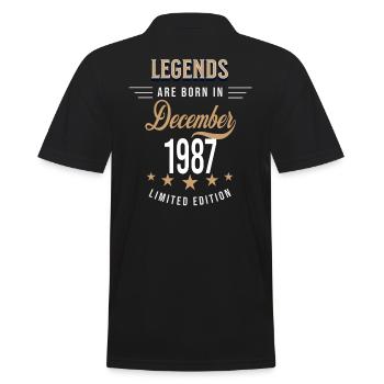 Legends werden im Dezember 1987 geboren - Männer Poloshirt - Schwarz - Hinten - Kai (181cm)