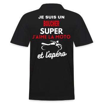 moto phrase drôle apéro BOUCHER citation - Polo Homme - noir - Dos - Kai (181cm)