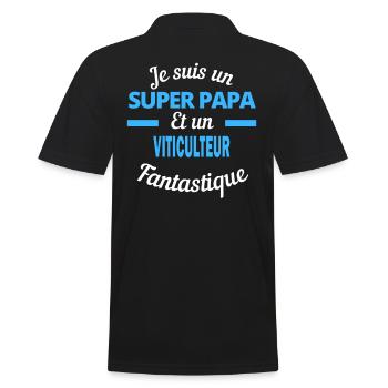 SUPER PAPA Fantastique VITICULTEUR - Polo Homme - noir - Dos - Kai (181cm)